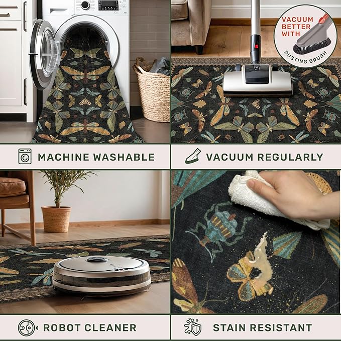 Black Front Door Mat Indoor Entrance Non Slip Washable - Image 4