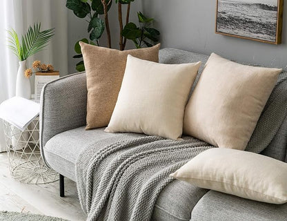 Stellhome Burlap Throw Pillow Covers Solid Farmhouse Linen Pillowcase - Image 7
