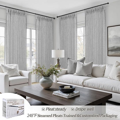 Natural Linen 100 Inch Light Grey Patio Curtains - Image 5