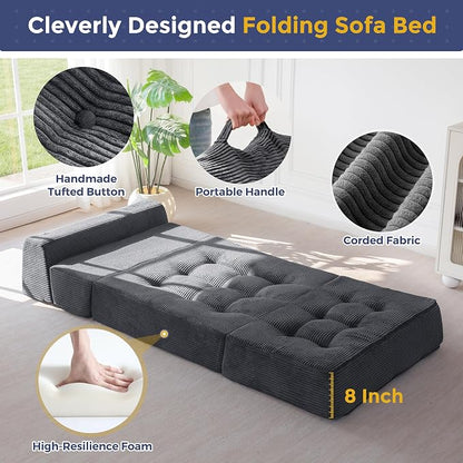 MAXYOYO 8" Folding Sofa Bed, Fold Out Chair Bed Sleeper Chair, Convertible - Image 5