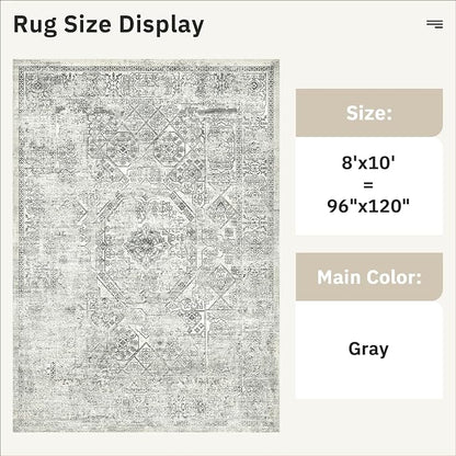 Soalmost Washable Area Rug 8x10 Large Soft Living Room Rugs Light Gray | - Image 3