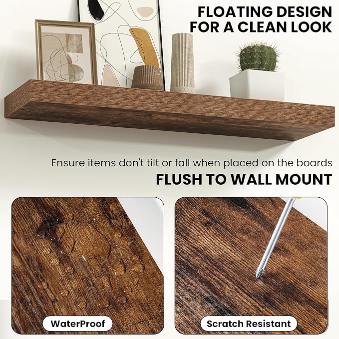 Fun Memories 16 Inch Floating Shelves Wall-Mounted, Engineered Wood Wall Shelves - Image 4