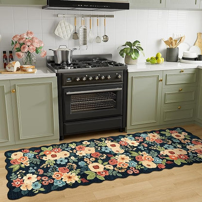 DUKINO 2.6x8 Runner Rug, Floral Washable Kitchens Rugs Non Slip, Stain Resistant - Image 5