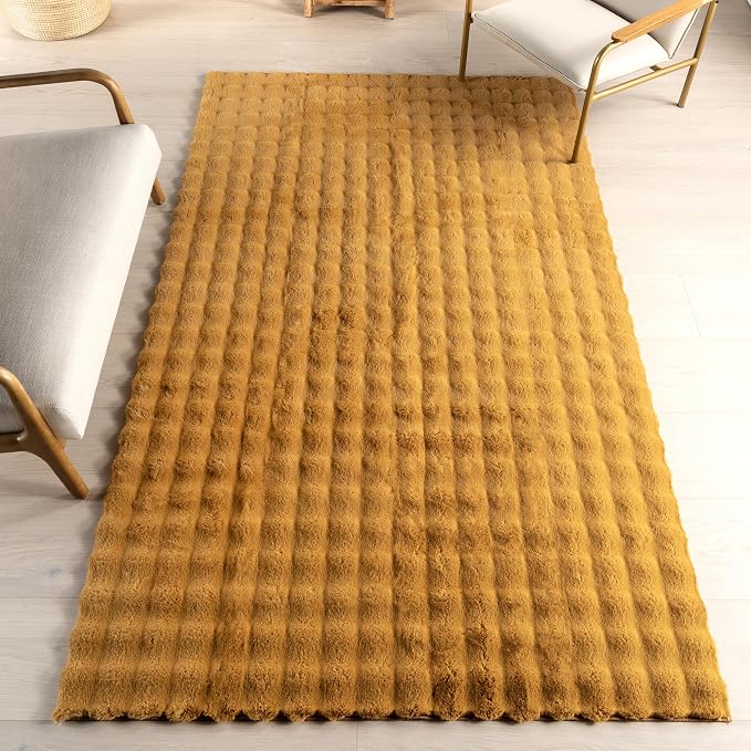 nuLOOM Jeni Gold Checkered Washable Area Rug by nuLOOM