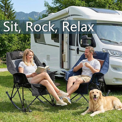400lbs Rocking Camping Chair, Oversized Heavy Duty XL Folding Rocker - Image 5