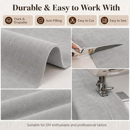 Mini Chenille Linen Blend Upholstery Fabric by the Yard, 57 Inch Wide Soft - Image 5