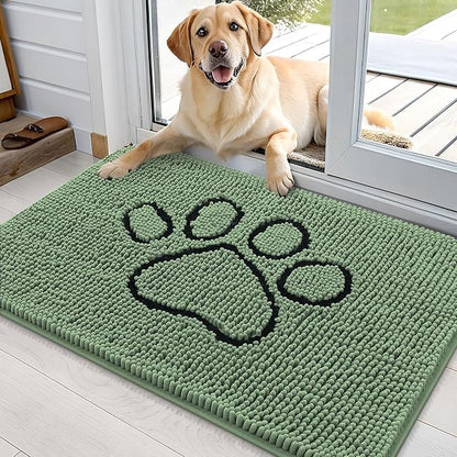 OLANLY Dog Door Mat for Muddy Paws 36x24, Paw Print Design Chenille Mud Mat | by OLANLY