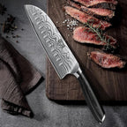 7 Inch Santoku Knife, Ultra Sharp Japanese High Carbon Powder Steel Kitchen Knife, Professional Chefs Knife with Ergonomic Handle