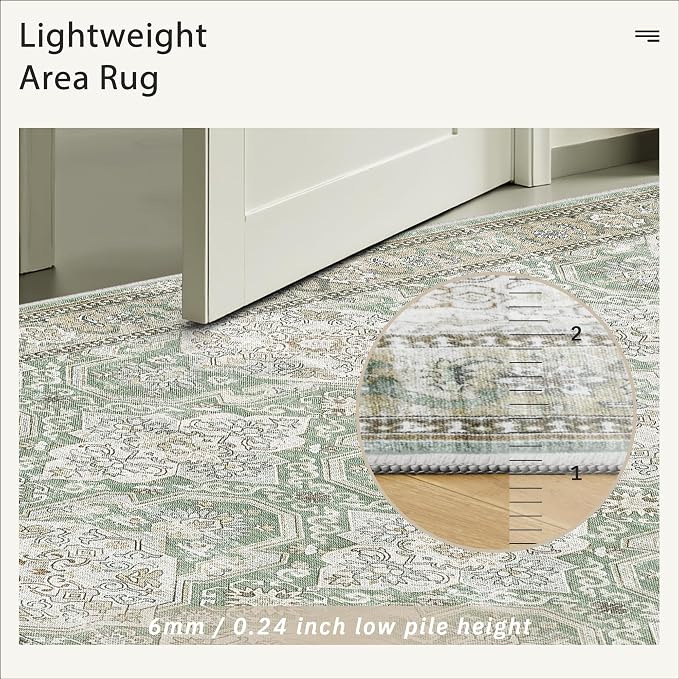 Soalmost 5x7 Area Rug Low Pile Washable Trendy Faded Style Rug, Foldable Stain - Image 7