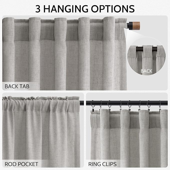 Light Gray Linen Curtains 108 Inches Long - Image 2