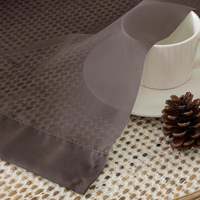 Brown Sheer Curtains 36 inches Long, Short Kitchen Window Treatment Solid - Image 6