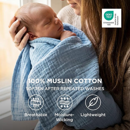 Bedsure 100% Cotton Muslin Throw Blanket Twin XL - Image 2