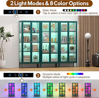 UNICOLY Display Cabinet with Glass Doors, Glass Display Cabinet with 8 Color - Image 3