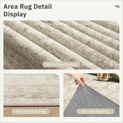Soalmost 10x12 Area Rugs for Living Room Washable Rug Non-Slip Beige | Large - Image 6