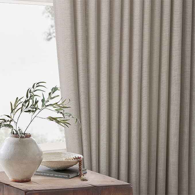 Burlywood Birch Pinch Pleated Linen 90 Inch Curtains 2 Panels | Thick Linen - Image 8