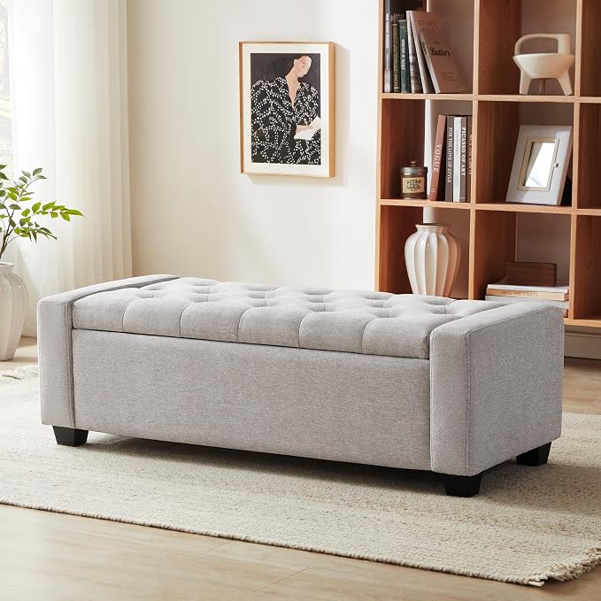 Huatean Home 48" Ottoman with Storage, Storage Ottoman Bench with Safety Hinge - Image 9