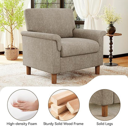 Mid Century Modern Accent Chair, Chenille Comfy Living Room Arm Chairs - Image 4