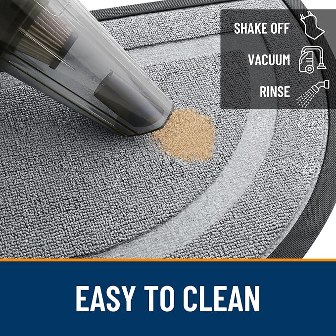 OLANLY Half Circle Front Door Mat Outside 71x23 All-Season Rubber Doormat | Ash - Image 5