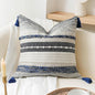 Navy Dark Blue Boho Throw Pillow Cover 22x22 Grey Decorative Accent Pillow by BlissBlush