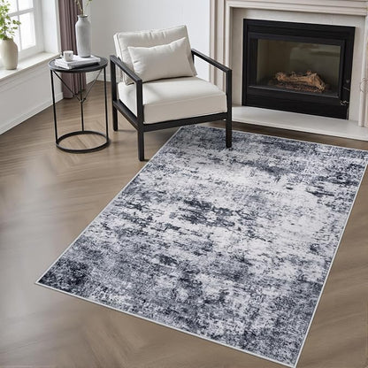 Area Rug Living Room: 3x5 Modern Washable Indoor Soft Carpet Grey | by FXRHLP