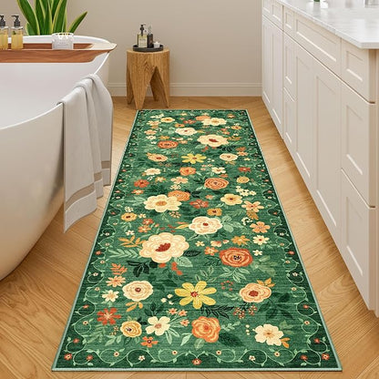 DUKINO 2x6 Runner Rug for Hallway Washable Kitchen Rugs Non Slip Dark Green | - Image 6
