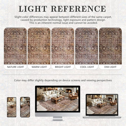 6x9 Area Rugs - Washable Vintage Retro Living Room Rug, Soft Ultra Thin Non - Image 8