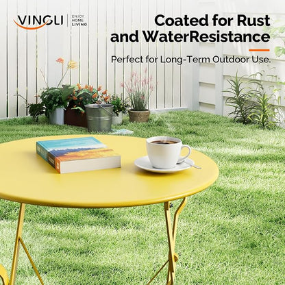VINGLI Outdoor Folding Bistro Table and Chairs Set of 2, 3-Piece Bistro Set - Image 6
