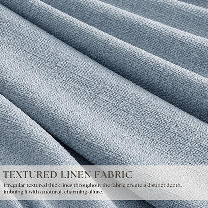 Pinch Pleated 100% Blackout Thick Linen Light Blue Curtains 84 Inches Long | - Image 7