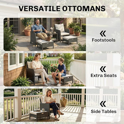 Outsunny 5 Piece Patio Furniture Set, Wicker Balcony Furniture - Image 6