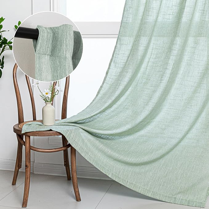 MYSKY HOME Living Room Curtains 84 Inches Long Semi Sheer Light Filtering - Image 9