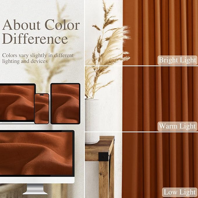 Rust Linen Curtains 63 Inch Length - Image 3