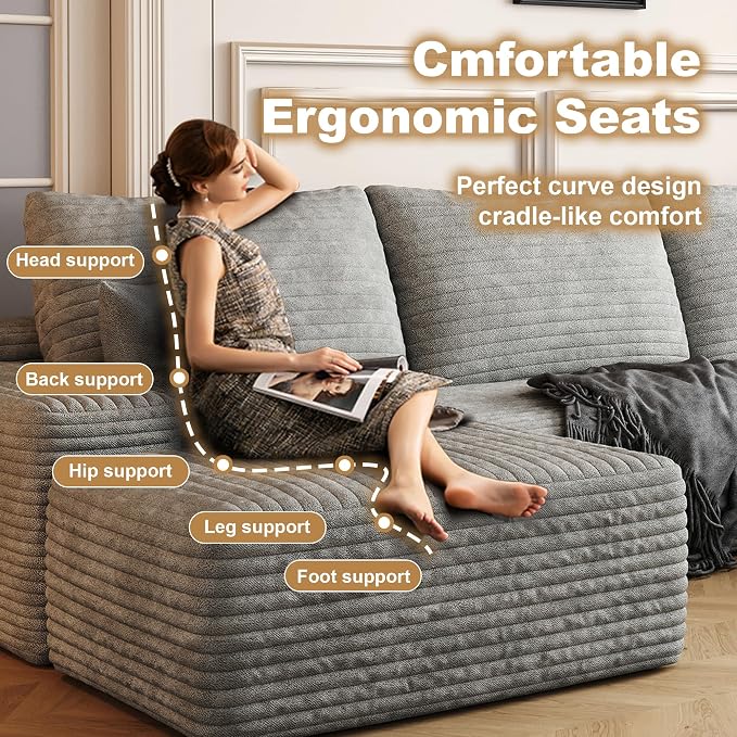 108" Sectional Couches for Living Room Cloud Couch Sofa - Image 5