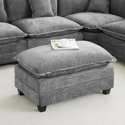 35‘’ Modern Chenille Cloud Sofa Ottoman, Rectangle Ottoman by WUTUTUEE