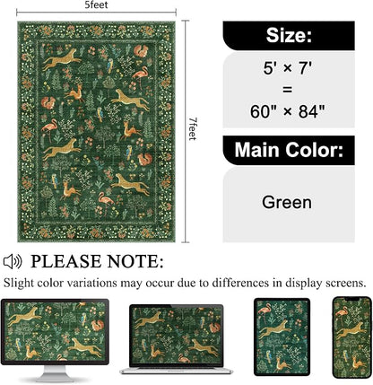 DUKINO 5x7 Area Rugs, Washable Animal Rug - Image 2