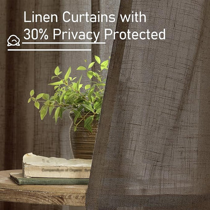 Brown Linen Curtains 48 Inch Length - Image 6