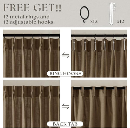 Dutch Cocoa Pinch Pleat Linen Curtains 92 Inches Long 60 Inch Wide 1 Panel | - Image 5