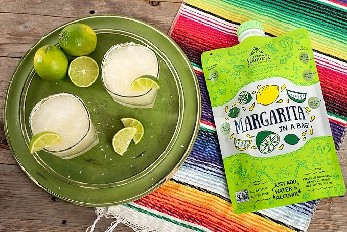 Lt. Blender's Margarita in a Bag - Margarita Mix - Each Bag Makes 1/2 Gallon of Frozen Margaritas – Non-GMO Cocktail Mix - No Blender Needed – Add Liquor, Wine or as a Mocktail (Pack of 4)