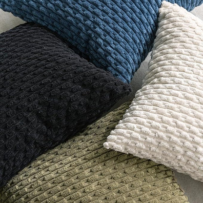 Set of 4 Blue Decorative Throw Pillow Covers 12x20 Inch Corduroy Pillow Covers - Image 8