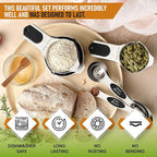 Spring Chef Magnetic Measuring Cups & Spoons Set (Patent Pending), Strong N45 Magnets, Heavy Duty Stainless Steel Fits in Spice Jars for Baking & Cooking, BPA Free, Round Set of 9, Black