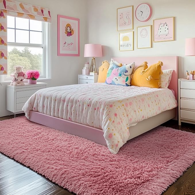 Shaggy Fluffy Rugs Carpets for Girls Room Baby Nursery Teens Rooms 4x6 Ft | - Image 2