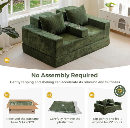 MAXYOYO Loveseat Sofa Bed, 4 in 1 Convertible Boneless Couch Folding Recliner - Image 8