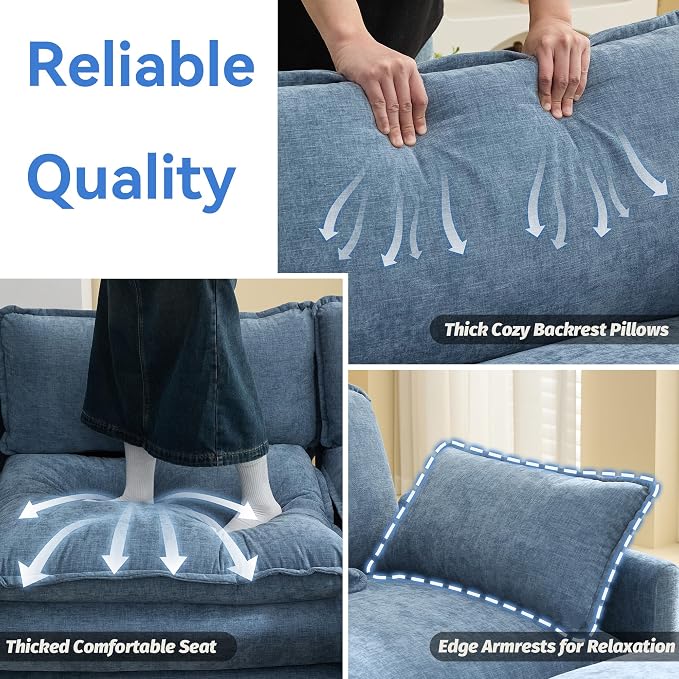 147'' Sectional Cloud Deep Seat Couch, Oversized Chenille U Shaped Sectional - Image 5
