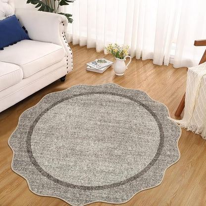 GarveeHome Scalloped Washable Non-Slip Soft Round Rug 4 ft - Image 2