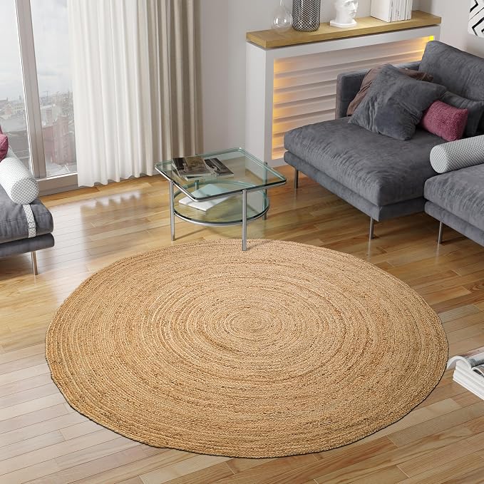 Hausattire Jute Braided Round Rug, 5 ft | 100% natural jute, hand woven - Image 8