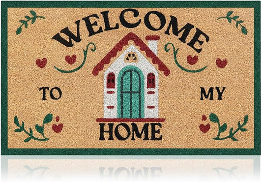 Coir Welcome Mat, Welcome to My Home, 17x29 in | 100% Natural Coir, by AmaruDoorMats