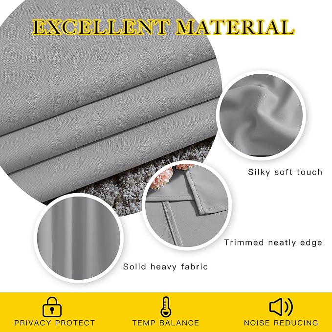 NICETOWN Silver Grey Curtains 96 inches Long, Grommet Thermal Insulated - Image 4