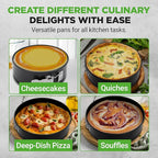 NutriChef 9 Inch Nonstick Cheesecake Springform Cake Pan | Stainless Steel Clasp & Removable Bottom | Durable Stainless Steel Cheesecake Pan | Easy to Clean | Includes 100 Parchment Papers | Black