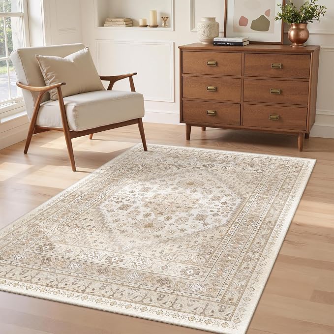 3x5 Rug for Entryway, Washable Area Rug, Living Room, Dining Room, Vintage Rug - Image 8