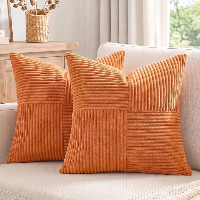Fancy Homi 2 Packs Burnt Orange Decorative Throw Pillow Covers 18x18 Inch - Image 7