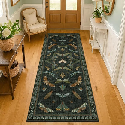 Dark Green Insect 2x5 Bathroom Runner Rug - Image 3